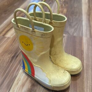 Toddler girl rain boots water boots shoes yellow sun spring 6